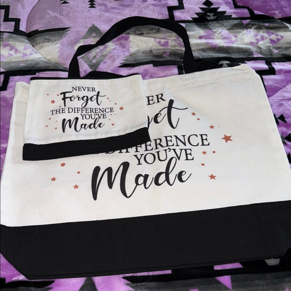 ✨Inspirational Black and White Tote Bag Set